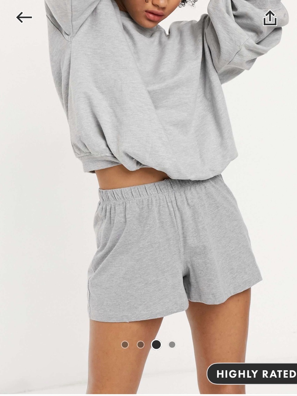 ASOS heather Gray Shorts, Joggers, and Cropped Cami Lounge PJ Set 12/14 L/XL